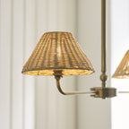 Endon Jericho 2 Light Pendant Light in Antique Brass with Natural Rattan Shades