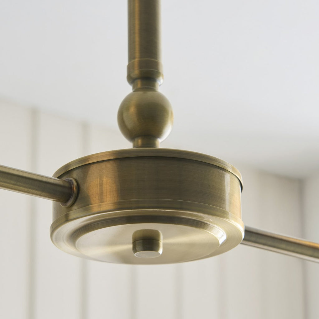 Endon Jericho 2 Light Pendant Light in Antique Brass with Natural Rattan Shades