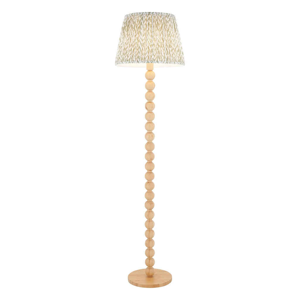 Endon Cane Floor Lamp in Natural Bamboo with Leaf 40cm Herb Garden Green Shade