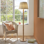 Endon Cane Floor Lamp in Natural Bamboo with Leaf 40cm Herb Garden Green Shade