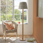 Endon Cane Floor Lamp in Natural Bamboo with Leaf 40cm Herb Garden Green Shade