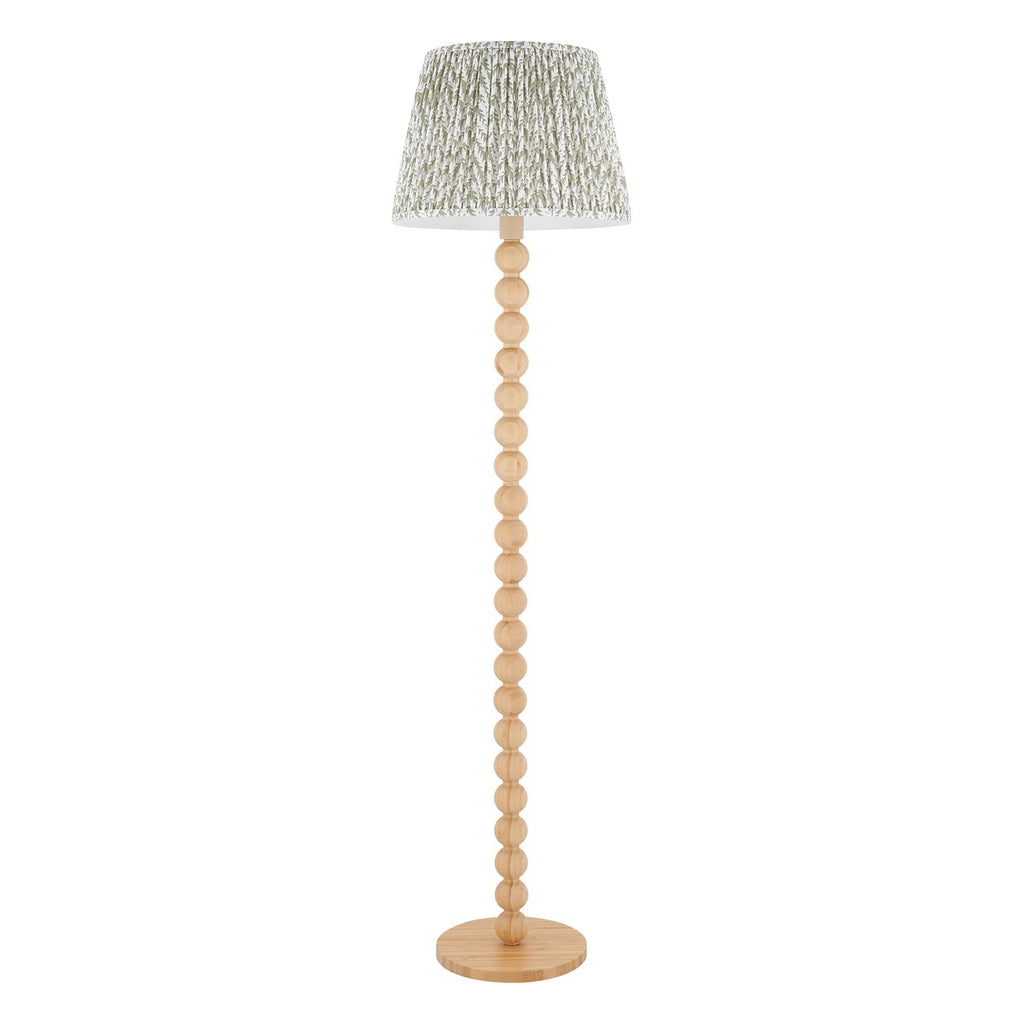Endon Cane Floor Lamp in Natural Bamboo with Leaf 40cm Herb Garden Green Shade
