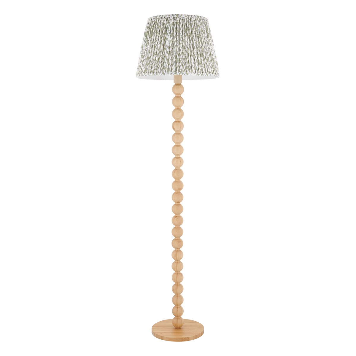 Endon Cane Floor Lamp in Natural Bamboo with Leaf 40cm Herb Garden Green Shade