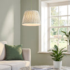 Endon Eltham Pendant Light in Brushed Aged Brass with Leaf 40cm Herb Garden Green Shade