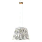 Endon Eltham Pendant Light in Brushed Aged Brass with Leaf 40cm Herb Garden Green Shade