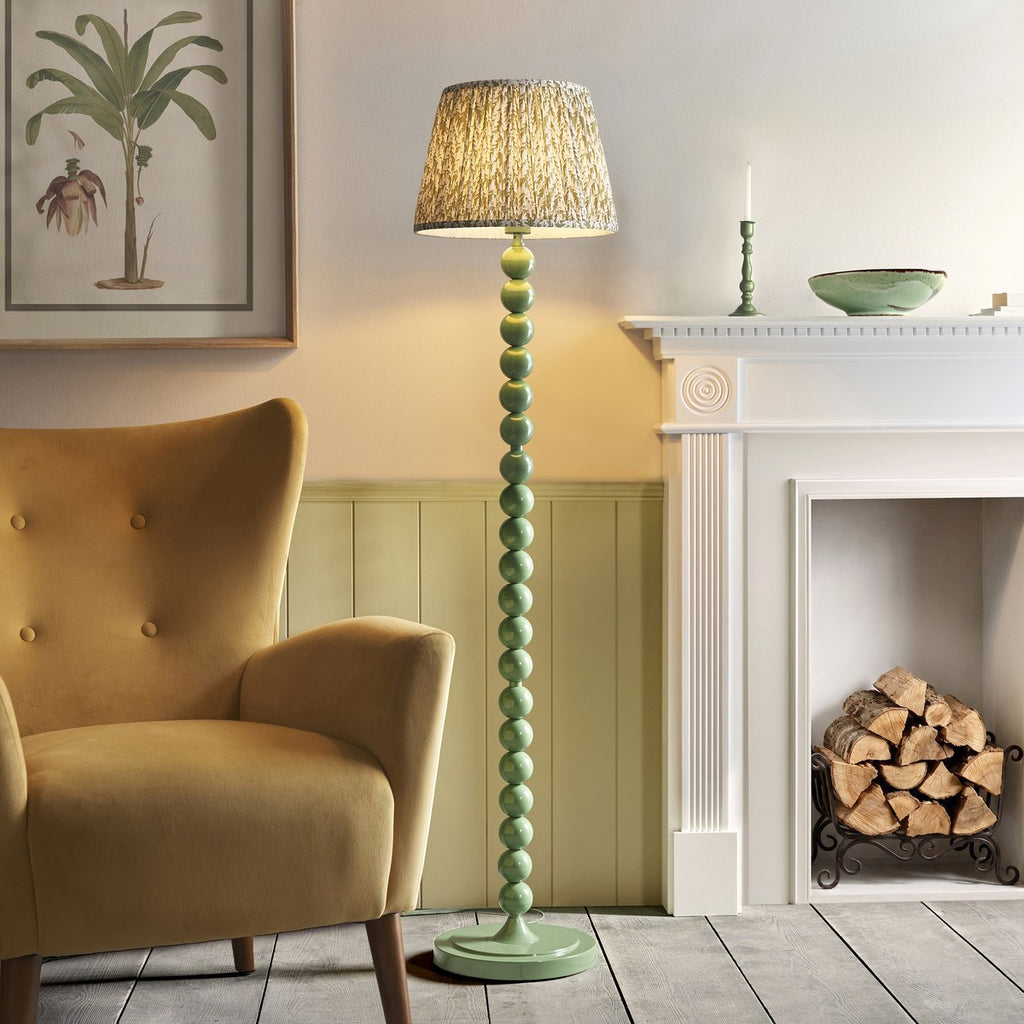 Endon Higgledy Floor Lamp in Cotswold Green with Leaf 35cm Herb Garden Green Shade
