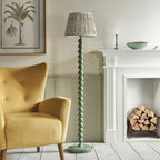 Endon Higgledy Floor Lamp in Cotswold Green with Leaf 35cm Herb Garden Green Shade
