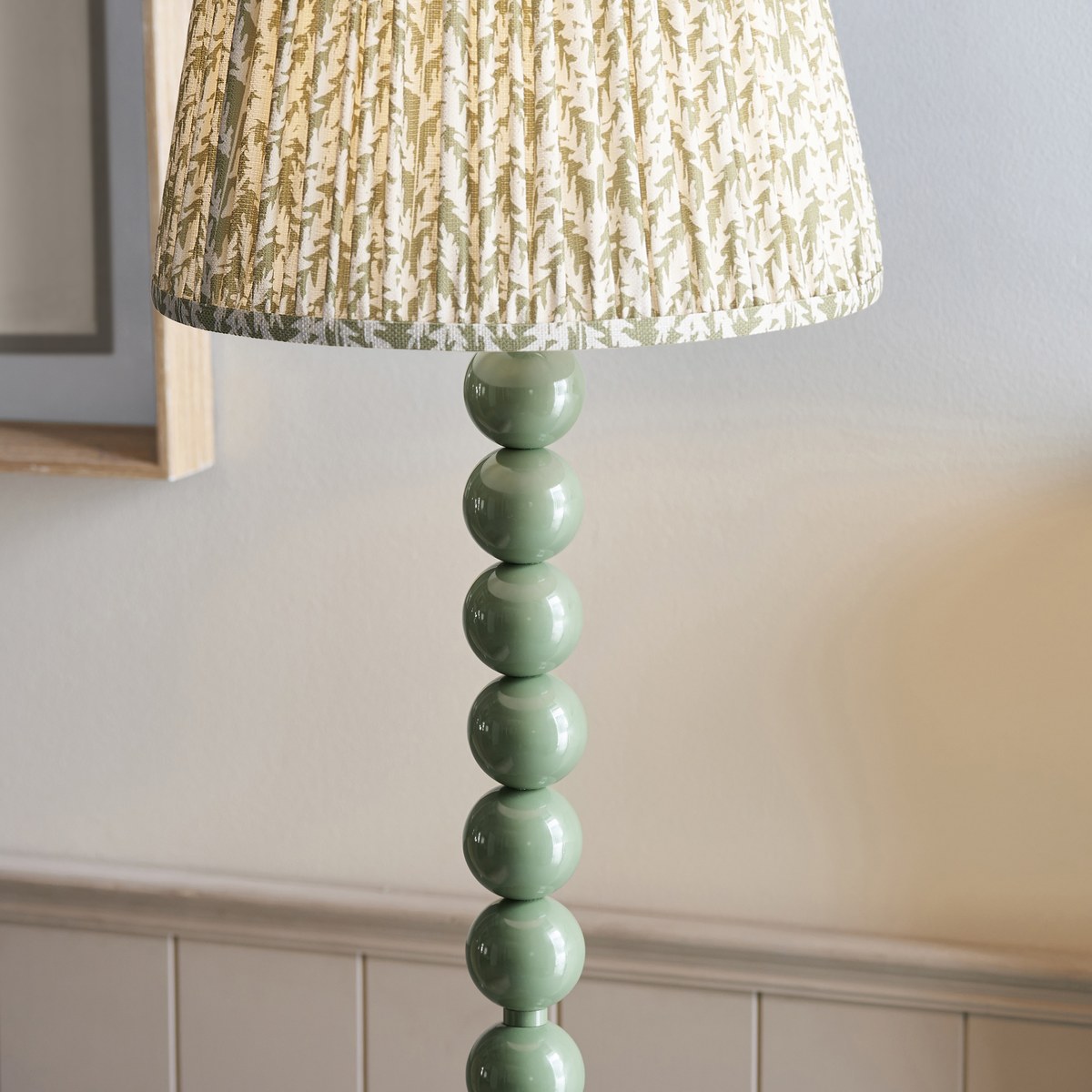 Endon Higgledy Floor Lamp in Cotswold Green with Leaf 35cm Herb Garden Green Shade