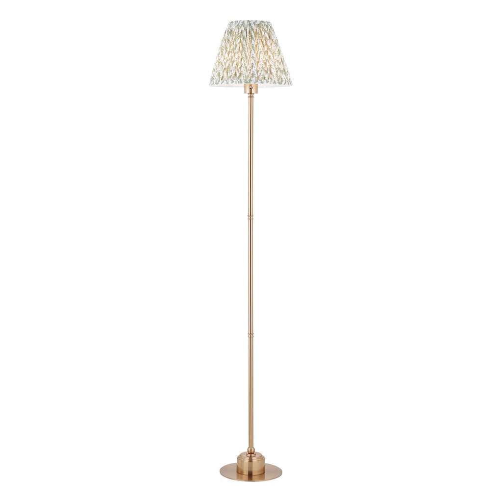 Endon Burley Rechargeable Floor Lamp in Brushed Aged Brass with Leaf 25cm Herb Garden Green Shade