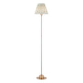 Endon Burley Rechargeable Floor Lamp in Brushed Aged Brass with Leaf 25cm Herb Garden Green Shade