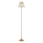 Endon Burley Rechargeable Floor Lamp in Brushed Aged Brass with Leaf 25cm Herb Garden Green Shade