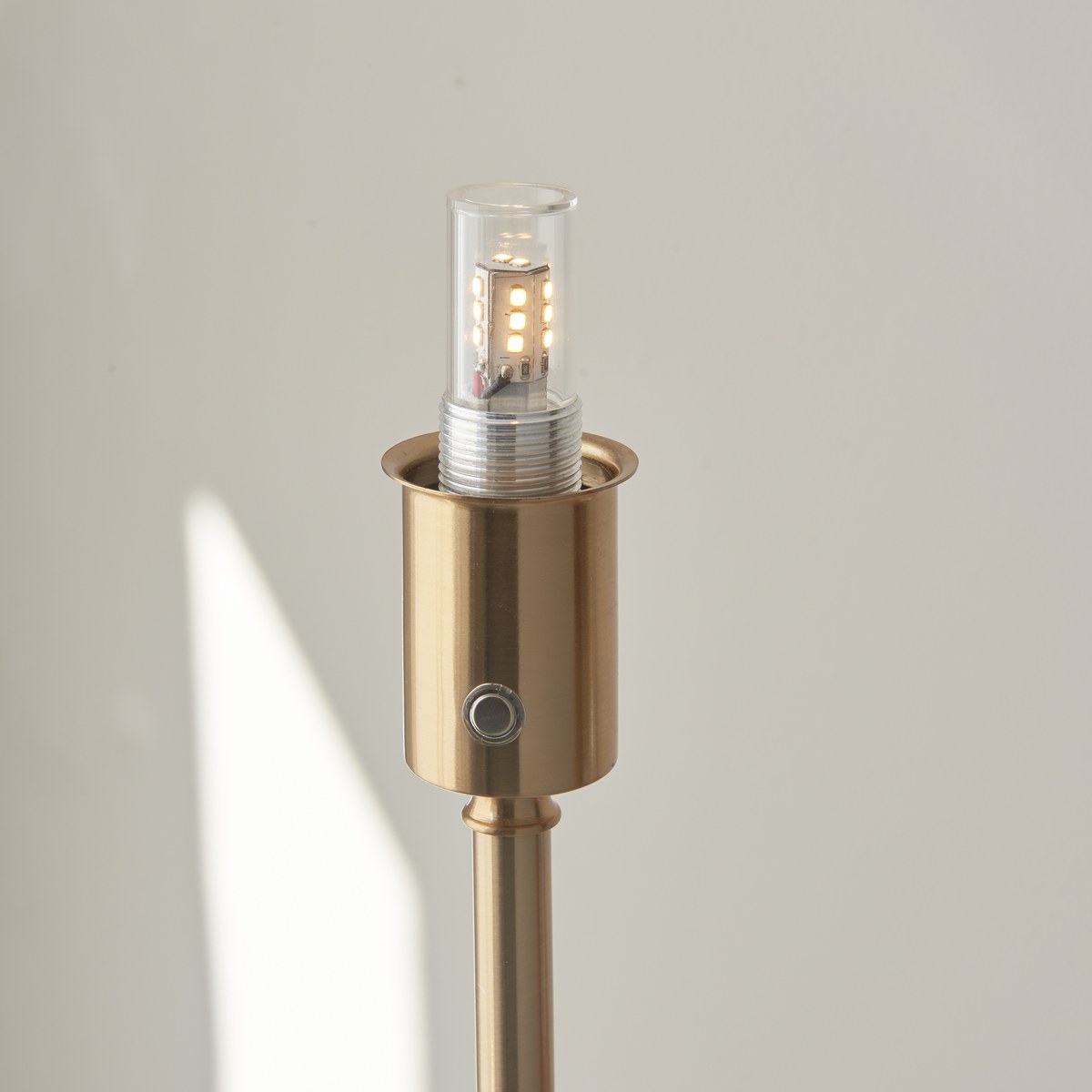 Endon Burley Rechargeable Floor Lamp in Brushed Aged Brass with Leaf 25cm Herb Garden Green Shade