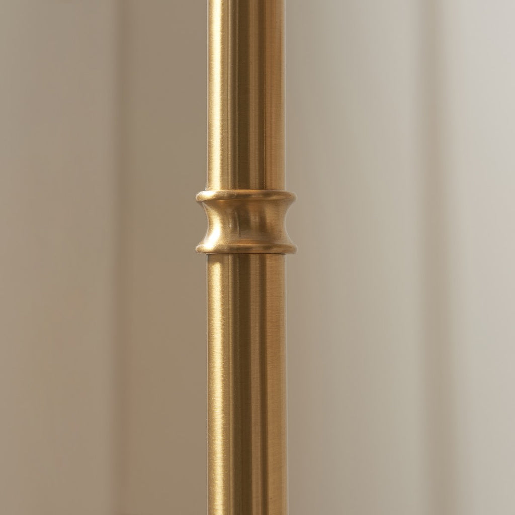 Endon Burley Rechargeable Floor Lamp in Brushed Aged Brass with Leaf 25cm Herb Garden Green Shade