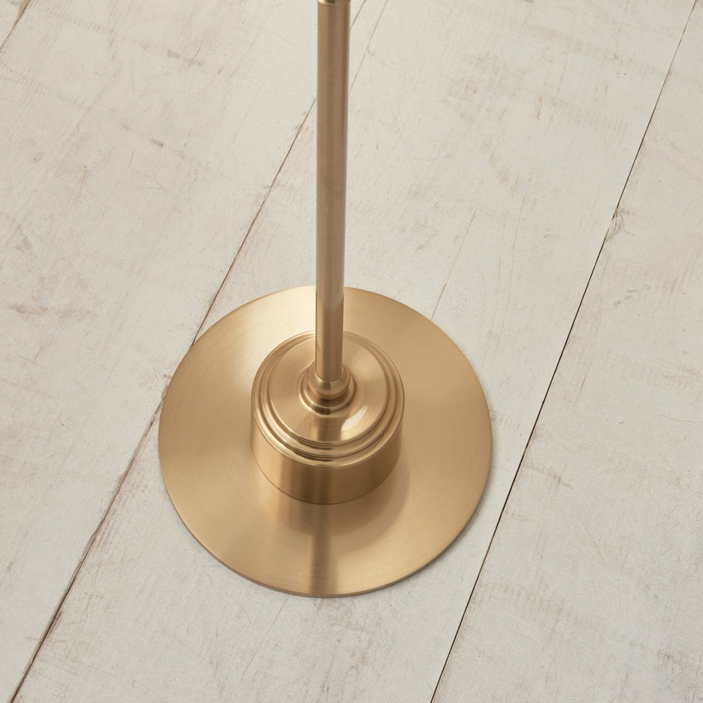 Endon Burley Rechargeable Floor Lamp in Brushed Aged Brass with Leaf 25cm Herb Garden Green Shade