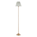 Endon Burley Rechargeable Floor Lamp in Brushed Aged Brass with Leaf 25cm Herb Garden Green Shade
