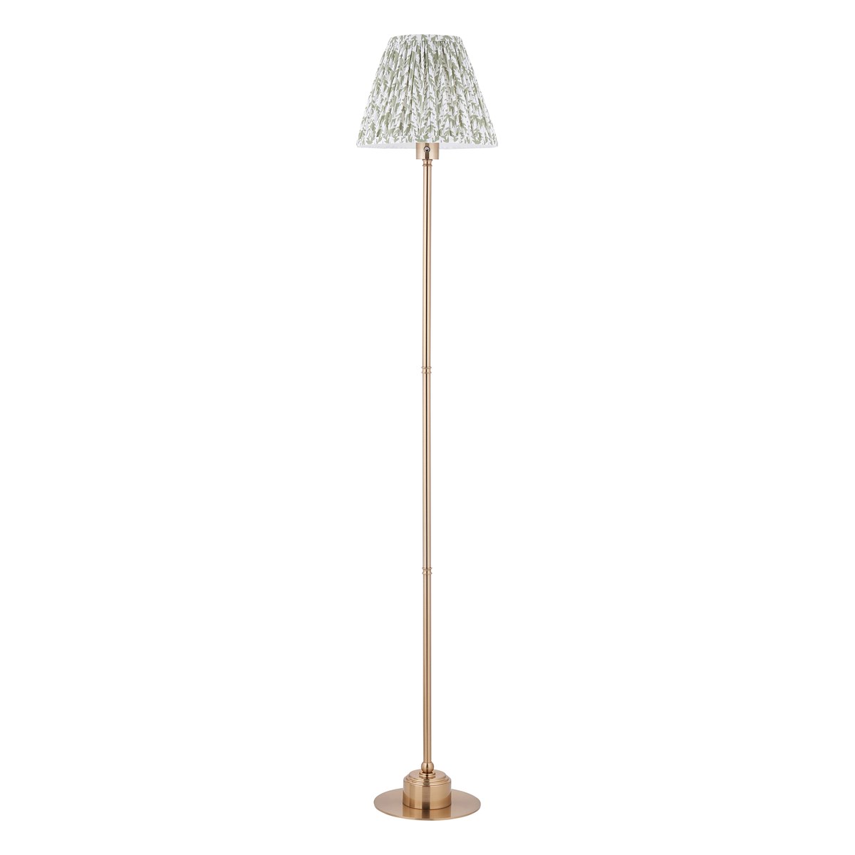 Endon Burley Rechargeable Floor Lamp in Brushed Aged Brass with Leaf 25cm Herb Garden Green Shade