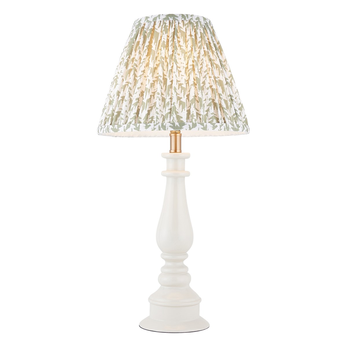 Endon Myrtle Table Lamp in Almond White with Leaf 25cm Herb Garden Green Shade
