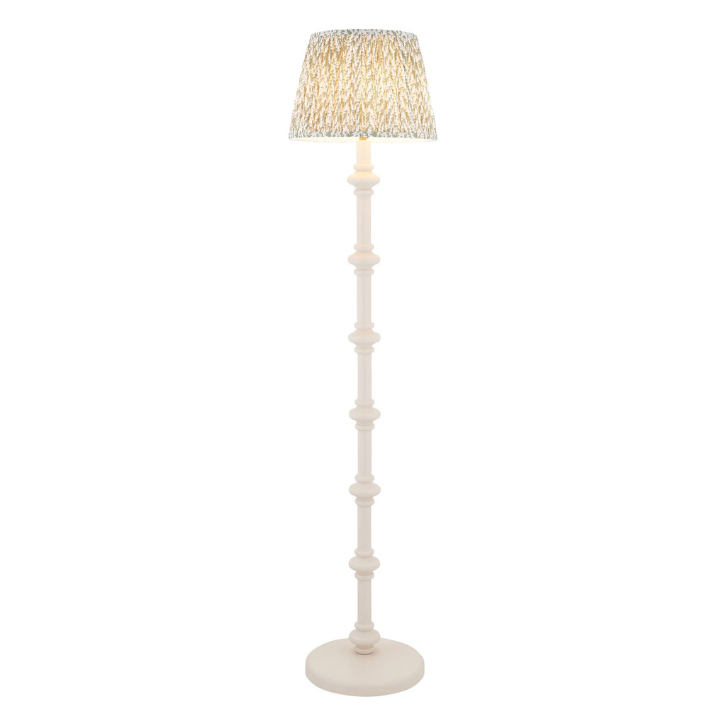 Endon Carnaby Floor Lamp in Almond White with Leaf 35cm Herb Garden Green Shade
