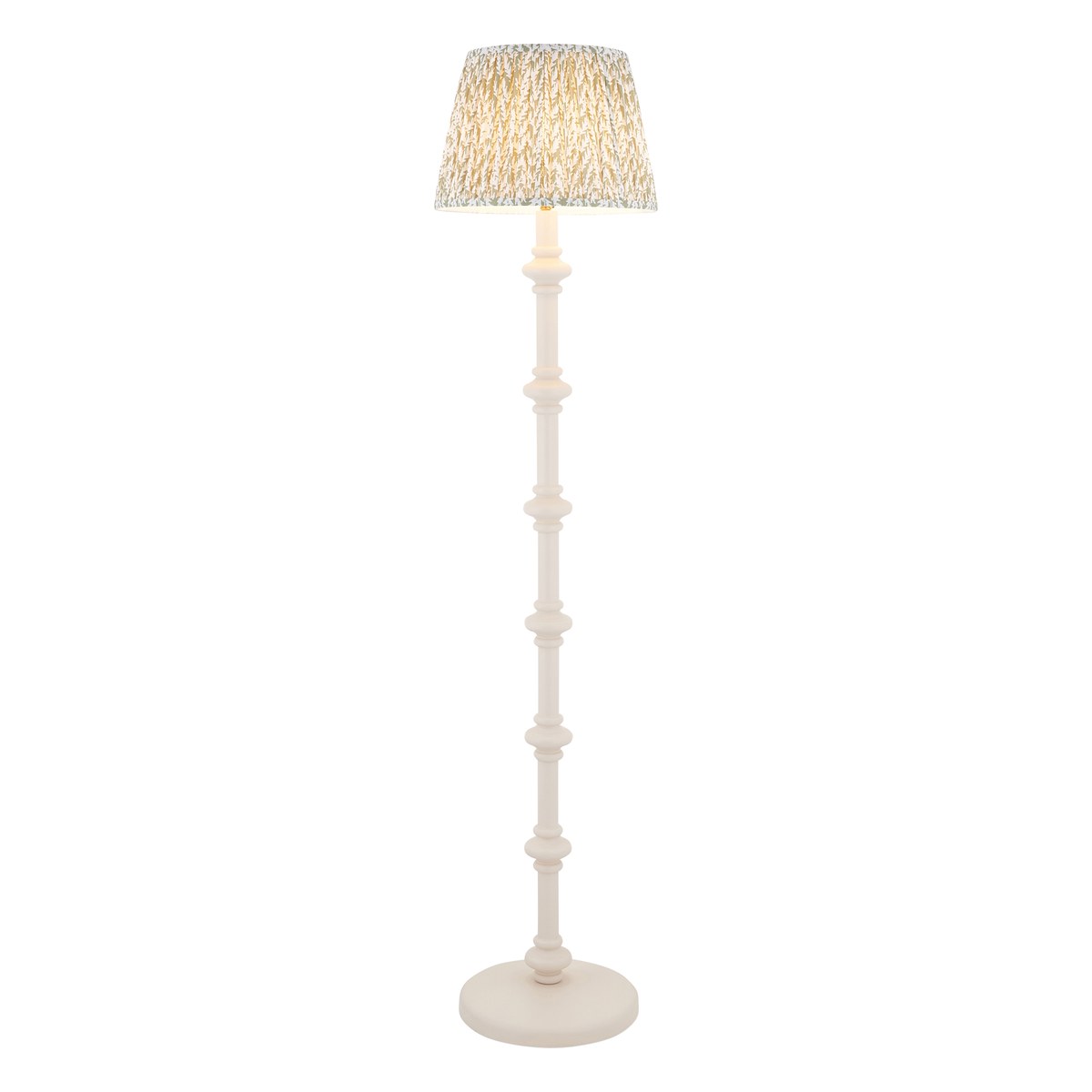Endon Carnaby Floor Lamp in Almond White with Leaf 35cm Herb Garden Green Shade