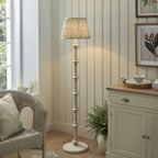 Endon Carnaby Floor Lamp in Almond White with Leaf 35cm Herb Garden Green Shade