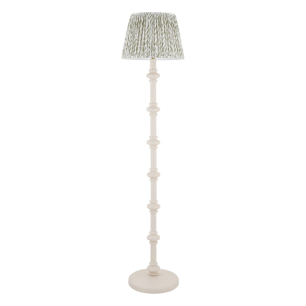 Endon Carnaby Floor Lamp in Almond White with Leaf 35cm Herb Garden Green Shade