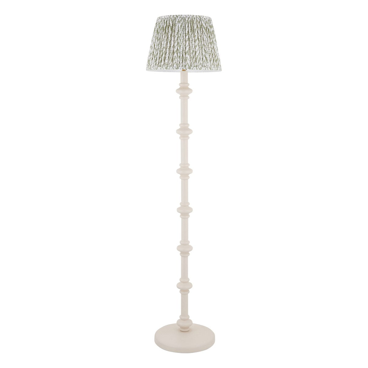 Endon Carnaby Floor Lamp in Almond White with Leaf 35cm Herb Garden Green Shade