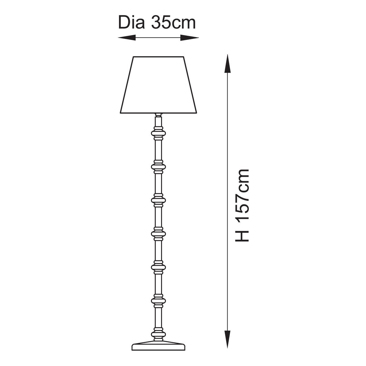 Endon Carnaby Floor Lamp in Almond White with Leaf 35cm Herb Garden Green Shade