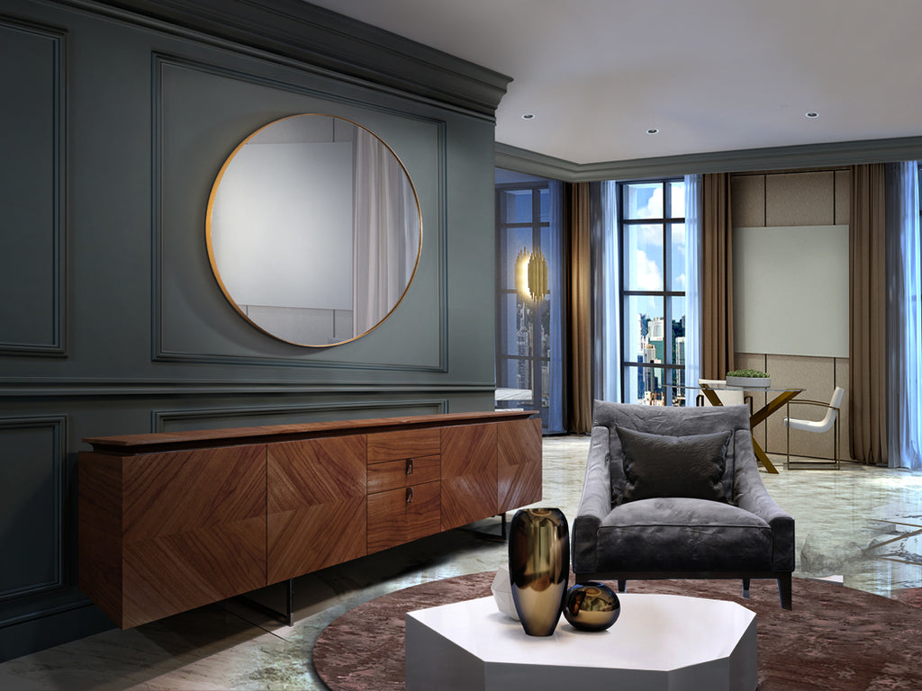 Regent Orio Round Illuminated Mirror in Gold Leaf