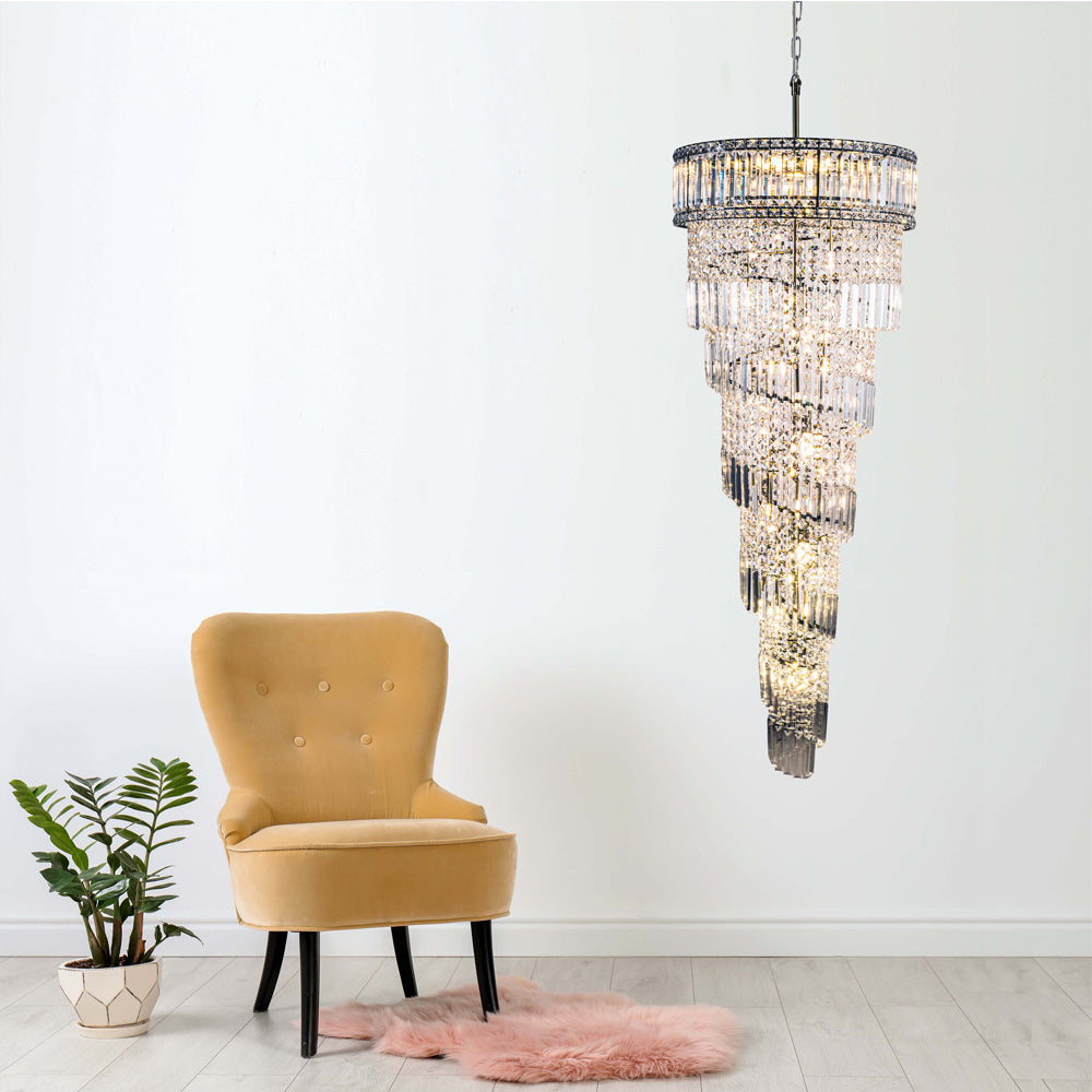 Novena Skyhill 21 Light Crystal Pendant Light in Antique Brass