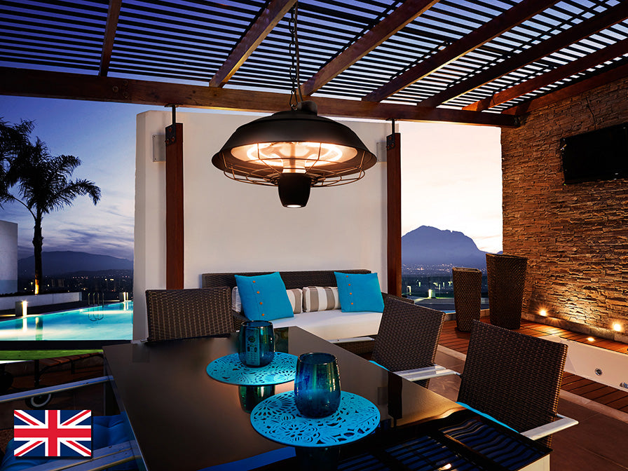 Regent Helios Outdoor Electric Ceiling Suspension Heater in Black Remote Control