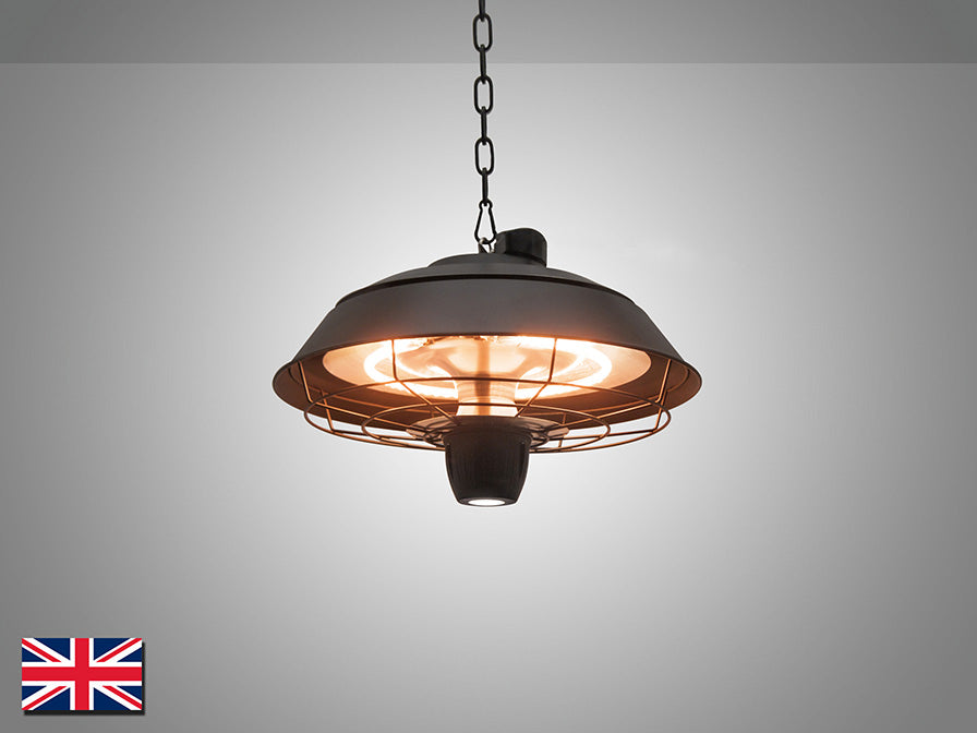 Regent Helios Outdoor Electric Ceiling Suspension Heater in Black Remote Control