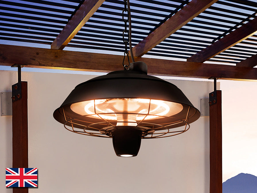 Regent Helios Outdoor Electric Ceiling Suspension Heater in Black Remote Control
