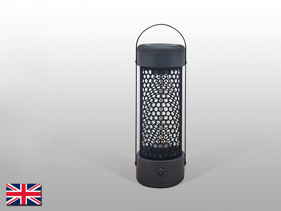 Regent Helios Outdoor Electric Floor Lantern Style Heater in Black Remote Control