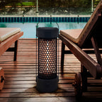Regent Helios Outdoor Electric Floor Lantern Style Heater in Black Remote Control