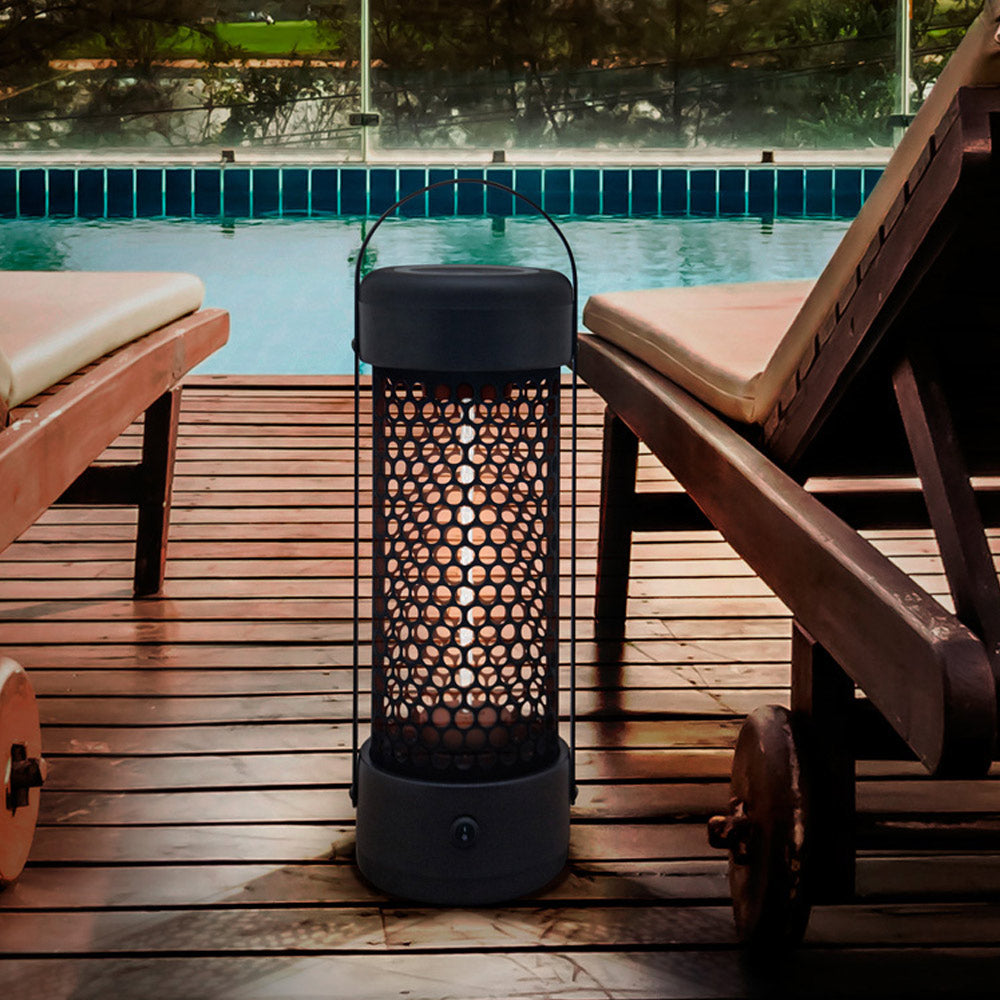 Regent Helios Outdoor Electric Floor Lantern Style Heater in Black Remote Control