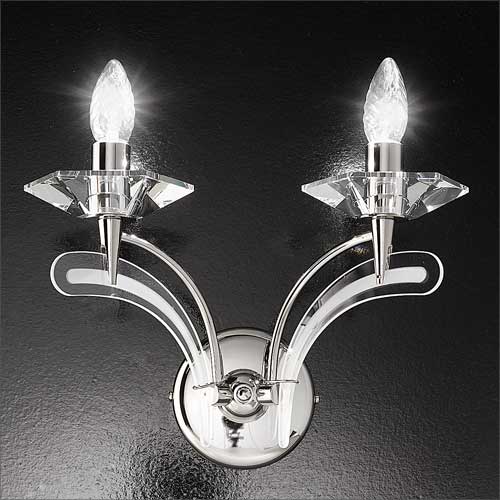 Metal Lux Icaro 2 Light Wall Light in Chrome and Glass