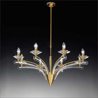 Metal Lux Icaro 8 Light Chandelier in Gold and Glass