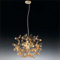 Metal Lux Astro 3 Light Pendant Light with Amber Spiral Glass