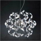 Metal Lux Astro 3 Light Pendant Light with Amber Spiral Glass