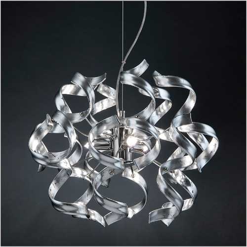 Metal Lux Astro 3 Light Pendant Light with Amber Spiral Glass