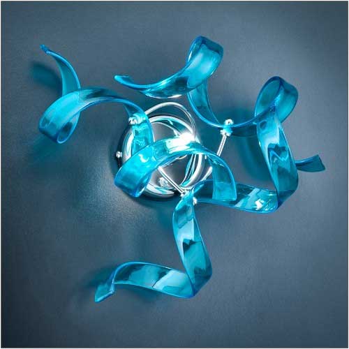 Metal Lux Astro Wall Light with Gold Leaf Spiral Glass