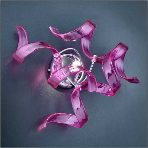 Metal Lux Astro Wall Light with Gold Leaf Spiral Glass