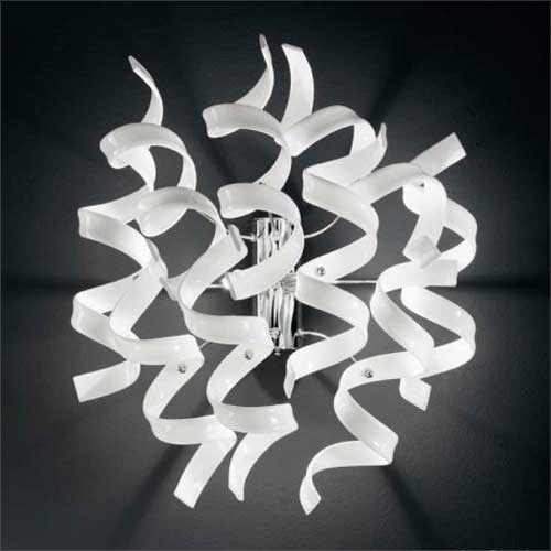 Metal Lux Astro 2 Light Wall Light with White Spiral Glass