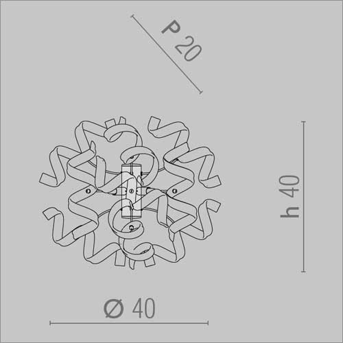 Metal Lux Astro 2 Light Wall Light with Silver Leaf Spiral Glass