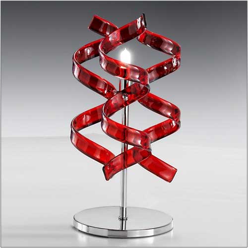 Metal Lux Astro Table Lamp with Black Spiral Glass