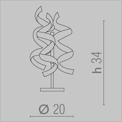 Metal Lux Astro Table Lamp with Black Spiral Glass