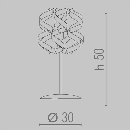 Metal Lux Astro Table Lamp with Blue Spiral Glass