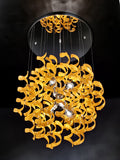 Metal Lux Astro 6 Light Pendant Light with Orange Spiral Glass