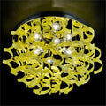 Metal Lux Astro 4 Light Flush Ceiling Light with Yellow Spiral Glass