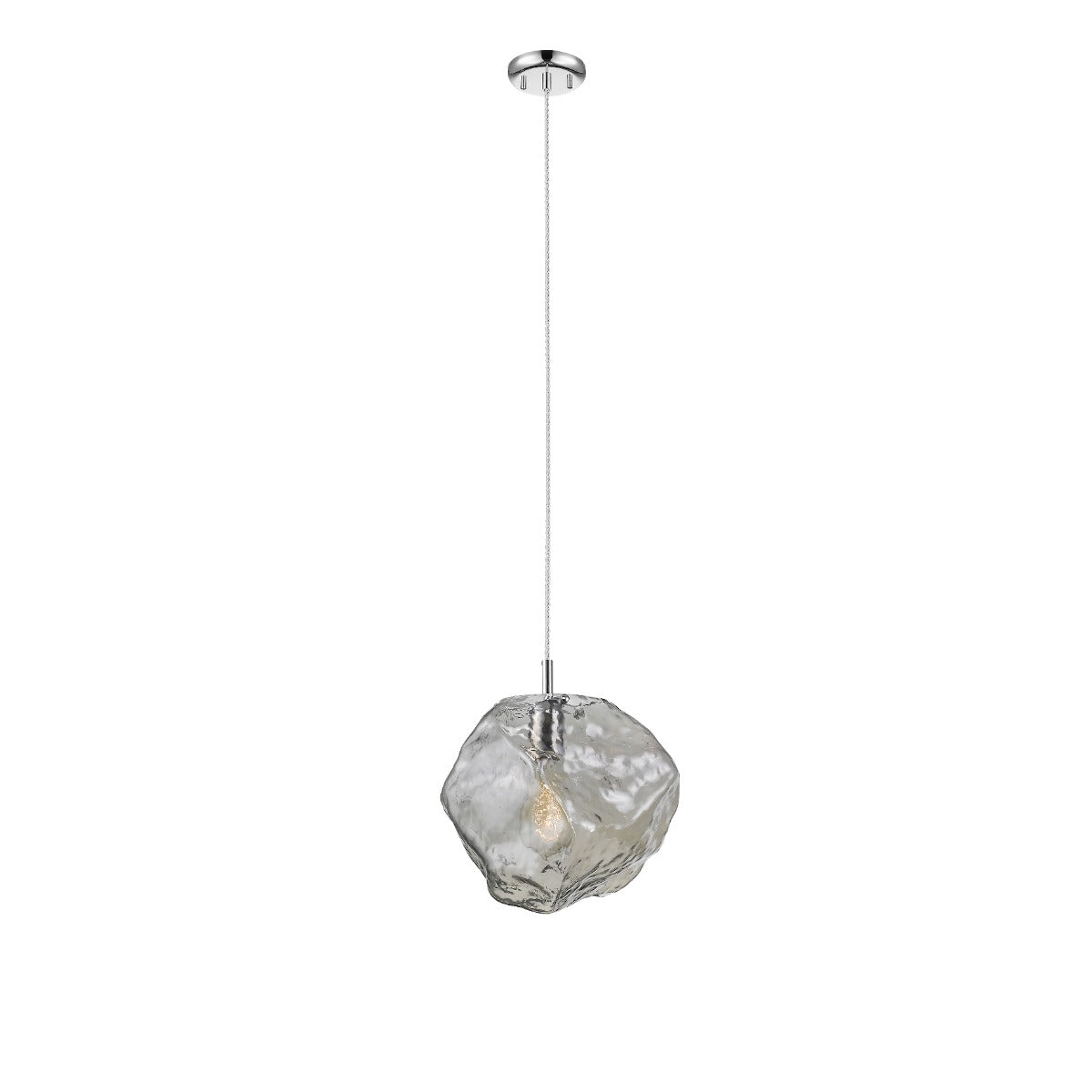 Schuller Petra Large Single Pendant Light in Chrome with Smoked Glass